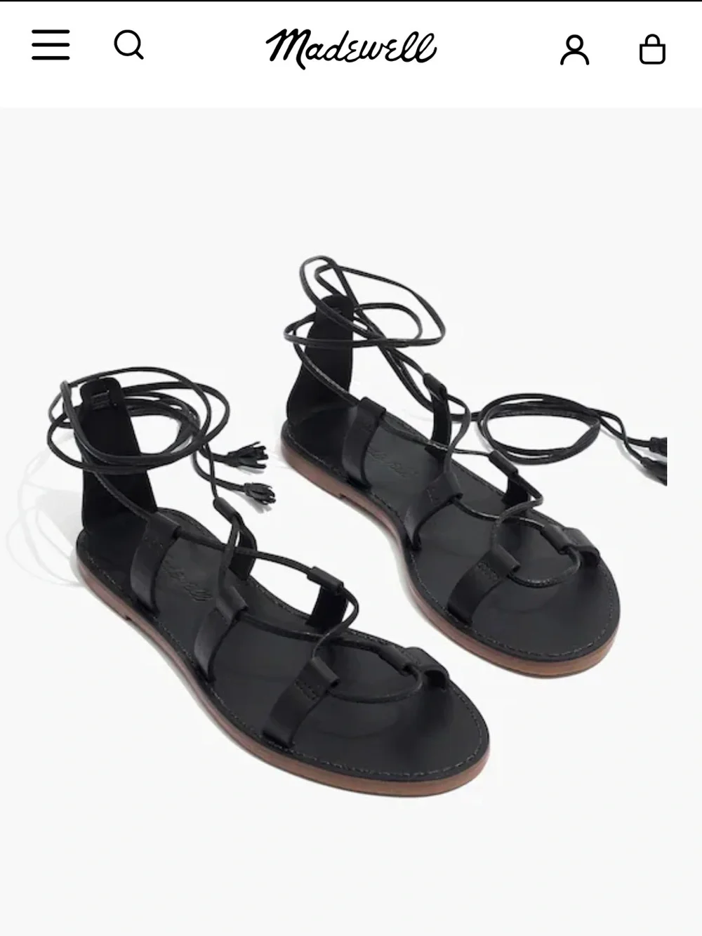 Madewell genuine leather lace up sandals, size 7 - Picture 6 of 7